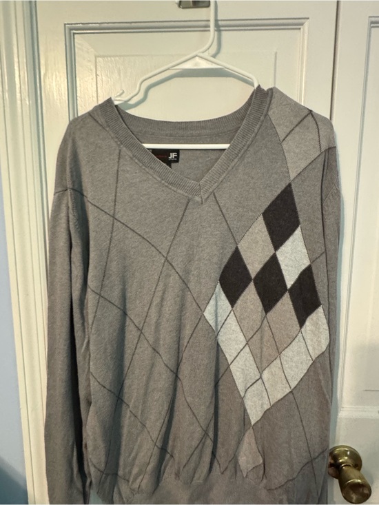 jf j.ferrar Other - Classic J. Ferrar Men’s Gray Argyle V-Neck Sweater Modern Fit Cotton Blend. Sz L